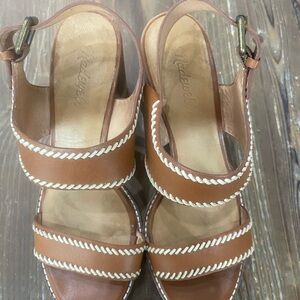 Madewell Tan Leather Sandals with White Accents 9